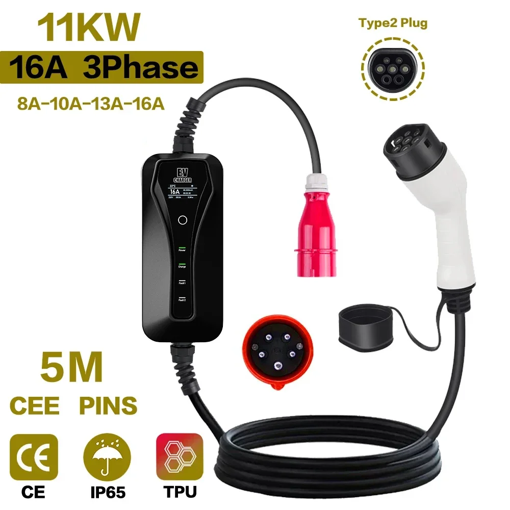 Портативное зарядное устройств – обзор и цена Type 2 Portable Ev Charger 11Kw Cee